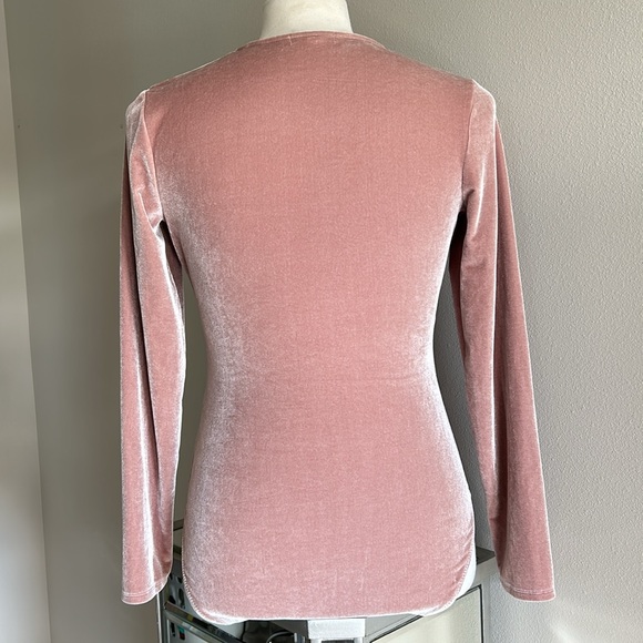 Madewell | Womens Long Sleeve Velvet Wrap Bodysuit with Snap Closure - Size L - Picture 4 of 8